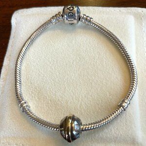 Two-tone Saturn sphere Pandora charm